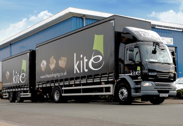 Kite Packaging branded truck outside a warehouse